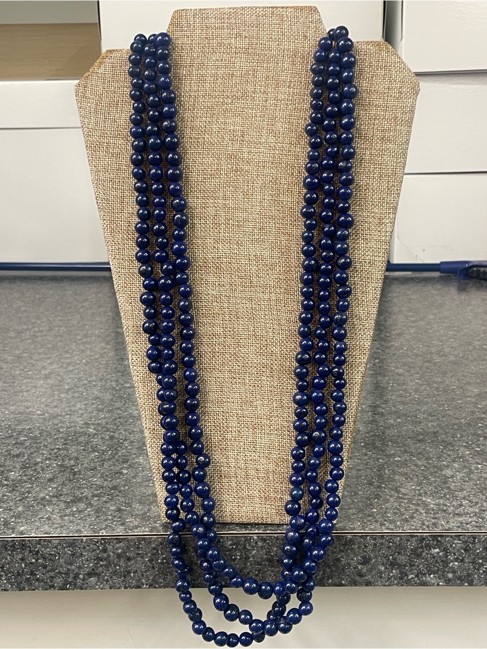 Multi-Strand Dark Blue Beaded Necklace